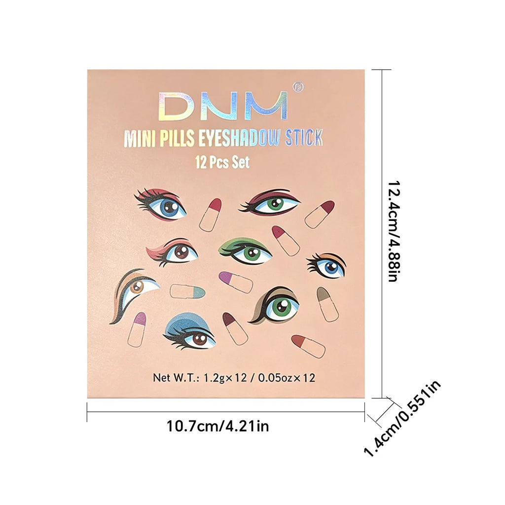 DNM 12-Color Capsule Eyeshadow Stick Set | Pearl & Shimmer Eyeshadow Stick Set QXL