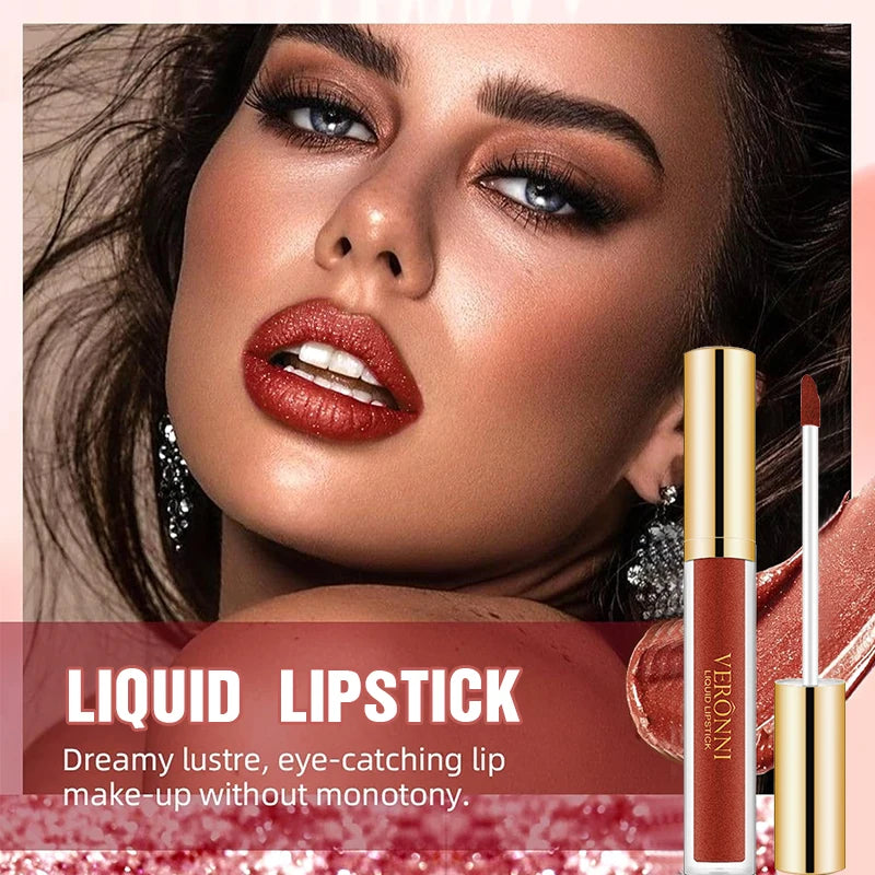 15-Color Glitter Liquid Lipstick & Shimmer Lip Gloss Set Glitter Liquid Lipstick QXL