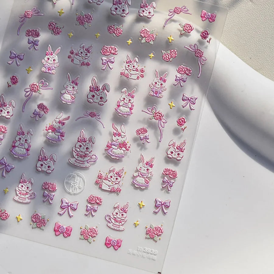 5D Jelly Flower Nail Stickers | Floral Self-Adhesive Decals Nail Art Stickers QXL TO3939