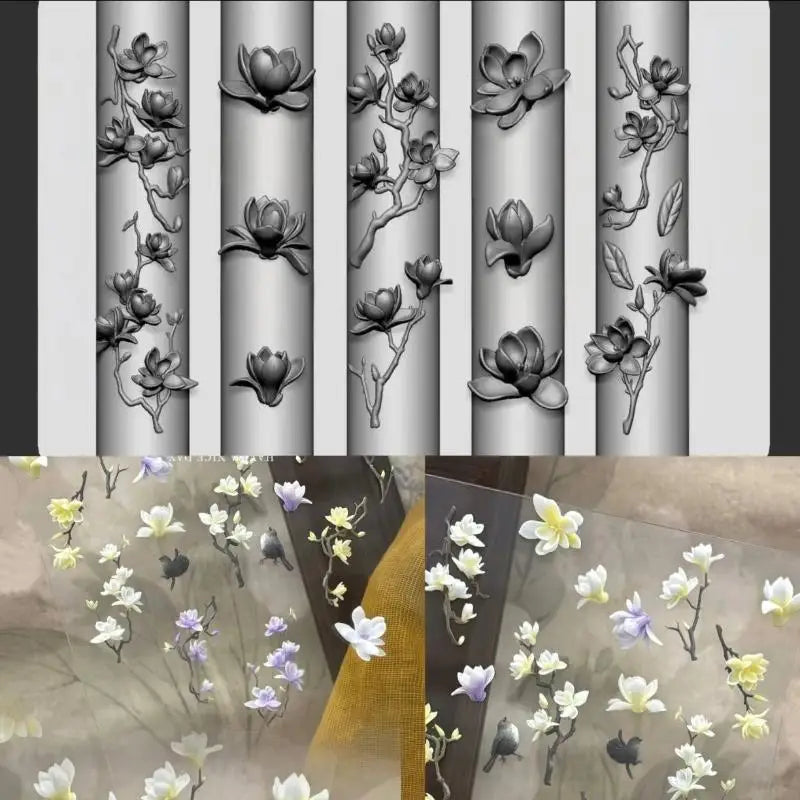 3D Magnolia Silicone Nail Art Mold | Floral Carving Template Silicone Nail Mold QXL