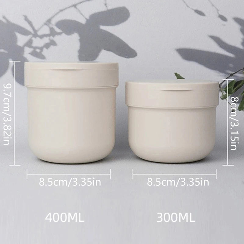 Refillable Cosmetic Jar with Spoon 300ml/400ml | Travel Pot Cosmetic Storage Jar QXL