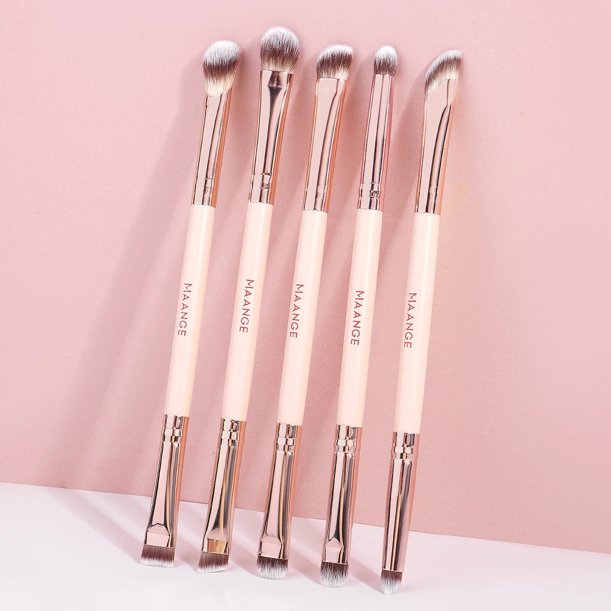 MAANGE 5-Pc Double-Ended Eye Makeup Brush Set – Soft Synthetic Eye Makeup Brush Set QXL Apricot