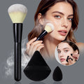 KOSSHOW 3-Pc Makeup Set: Powder Brush, Puff & Sponge Kit Makeup Brush Set QXL black