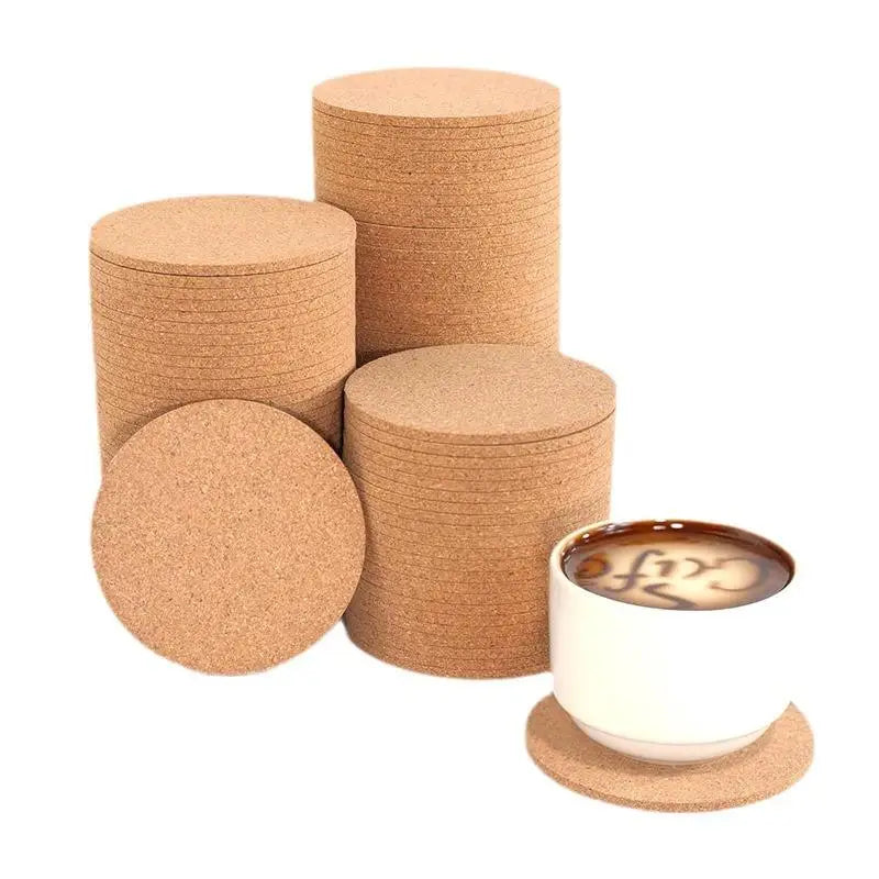 10-Pack Round Cork Coasters | Non-Slip DIY Drink Mats Cork Coaster Set QXL