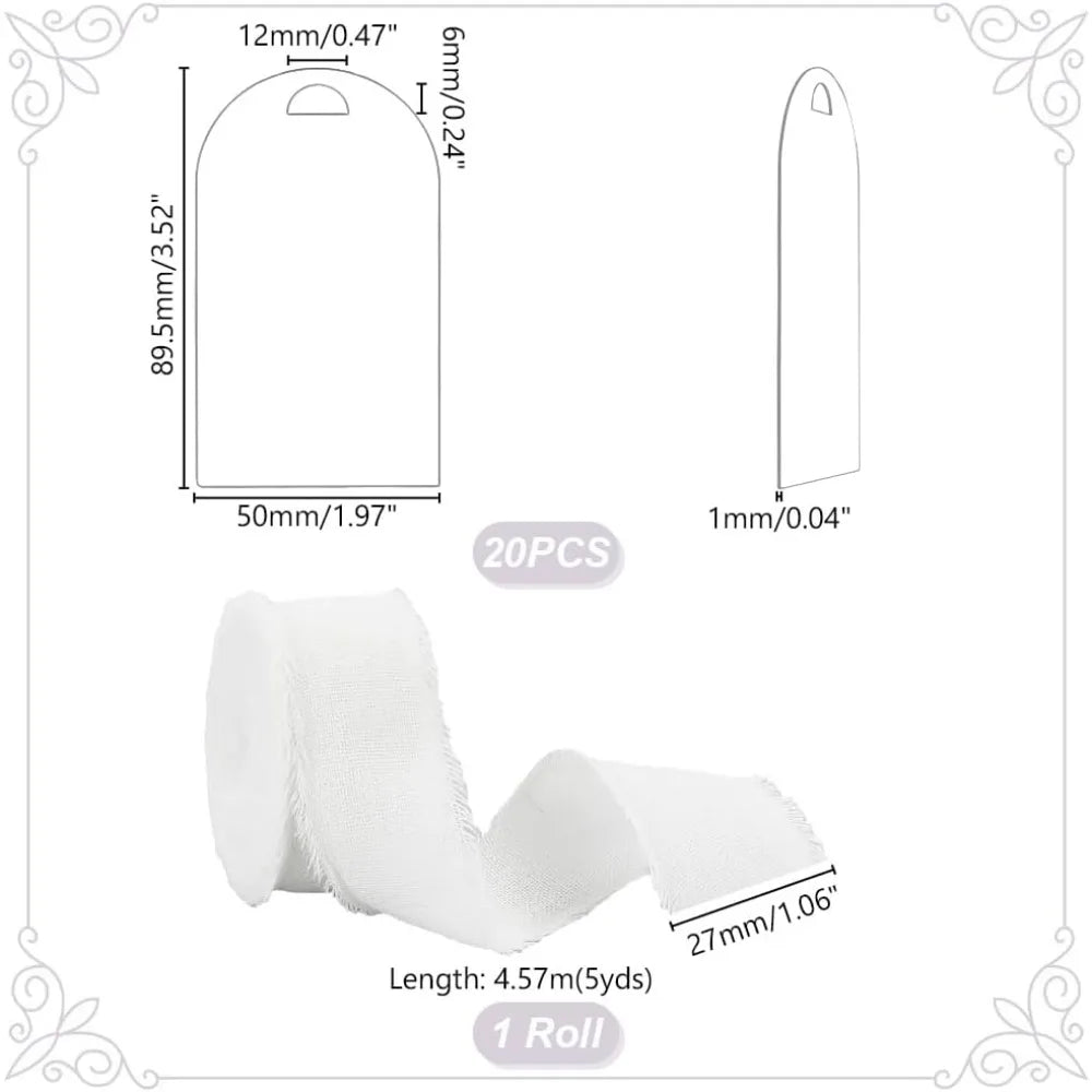 20-Pack Clear Acrylic Place Cards with Ribbon | Wedding & Party Acrylic Place Cards QXL