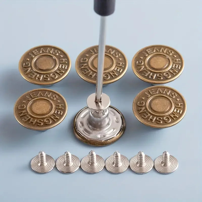 10-Pack No-Sew Bronze Metal Jeans Buttons | Snap Fasteners Metal Snap Buttons QXL