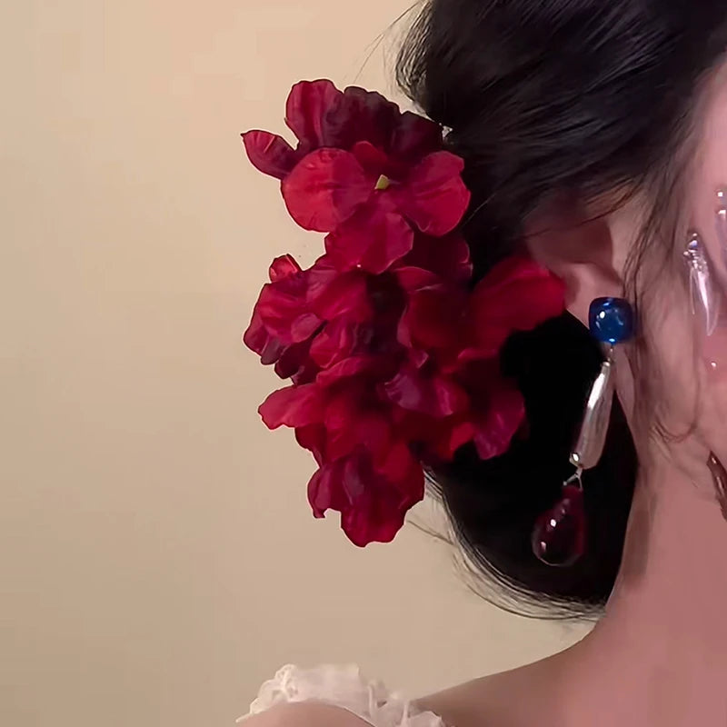 Red Lily of the Valley Tassel Flower Hairpin | Duckbill Clip Flower Hair Clip QXL A3