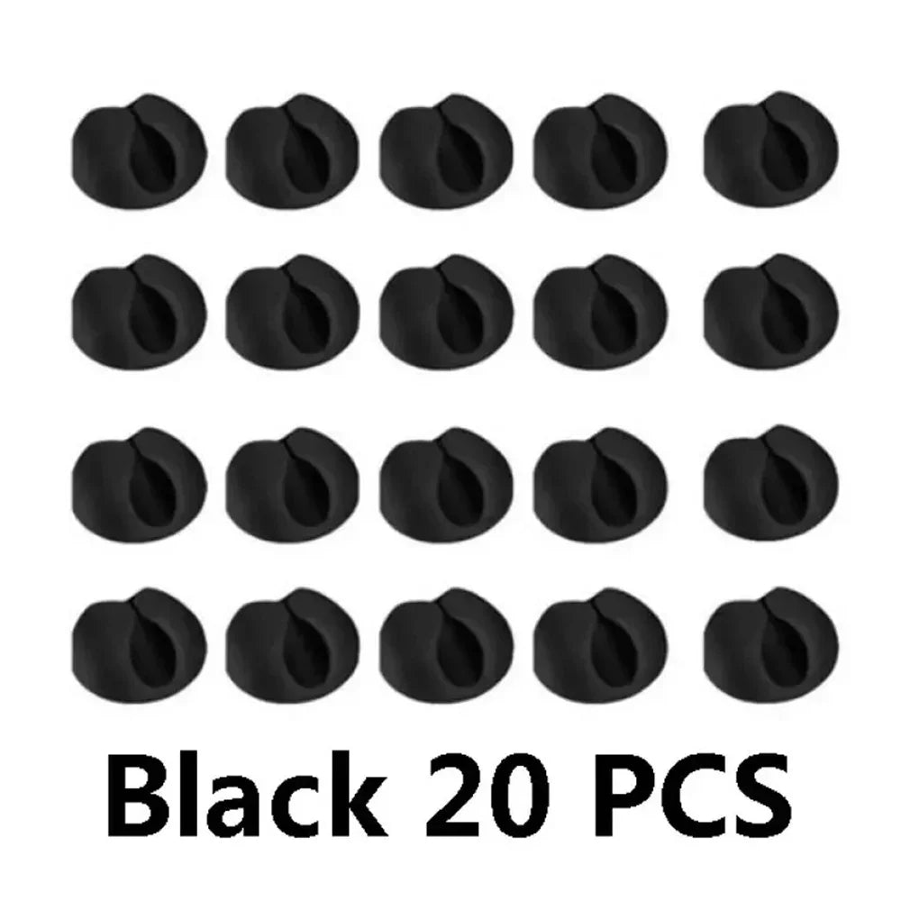 20-Pack Self-Adhesive Silicone Cable Clips | Wire Organizer Cable Clip Organizer QXL black