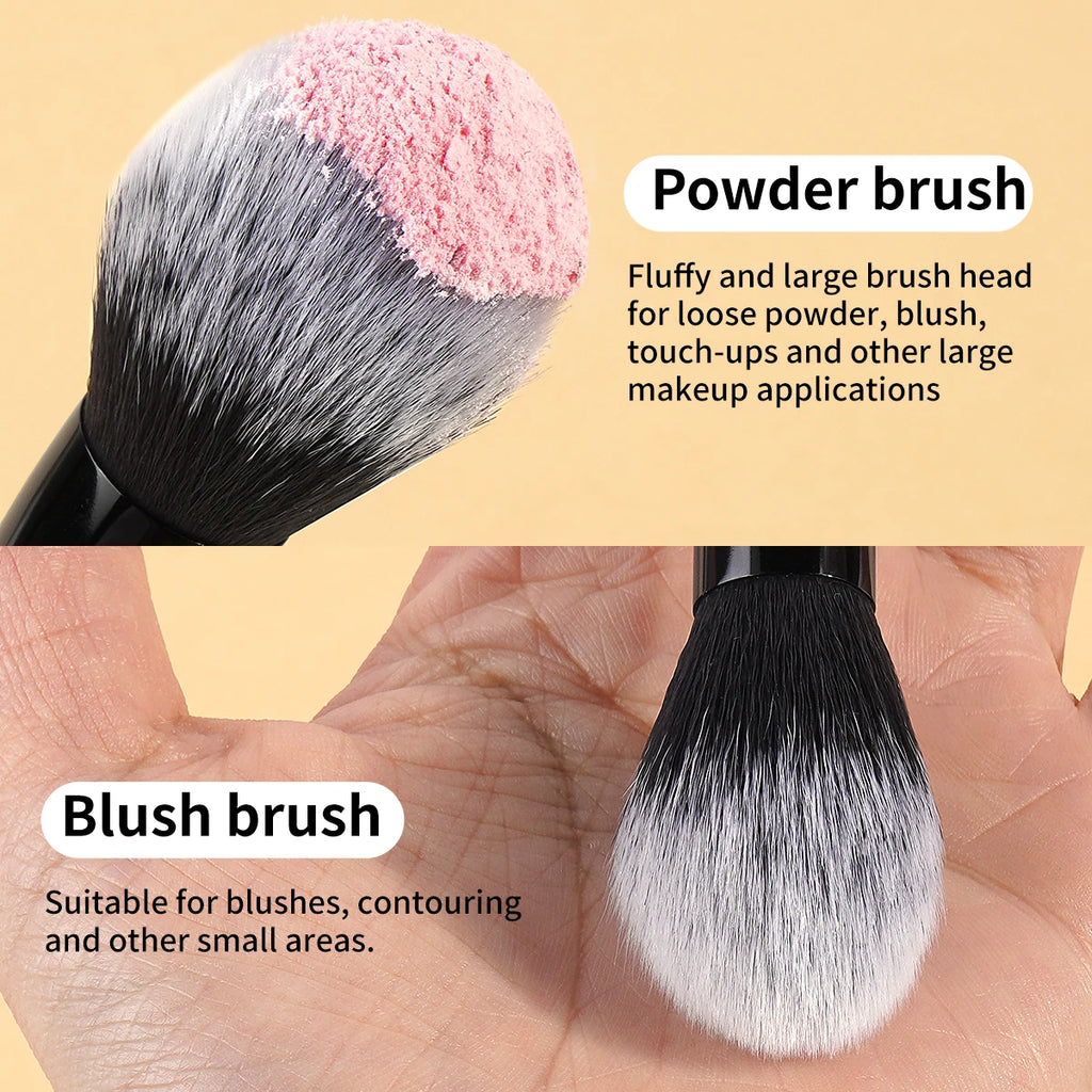 MAANGE 2-Pc Fluffy Kabuki Makeup Brush Set | Double Head Kabuki Makeup Brush Set QXL