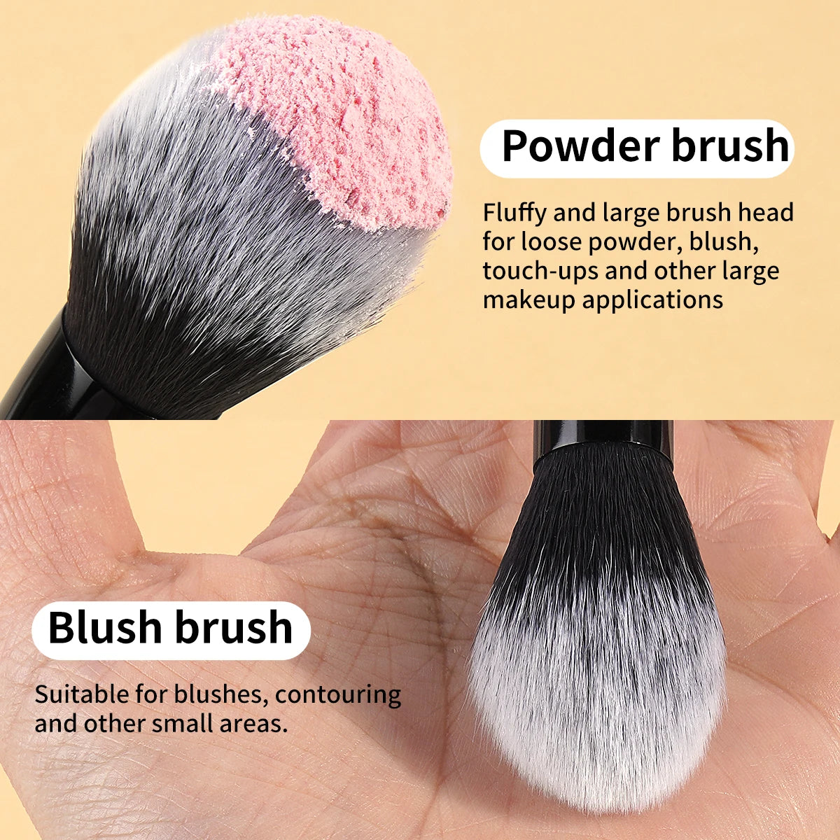 MAANGE 2-Pc Fluffy Kabuki Makeup Brush Set | Double Head Kabuki Makeup Brush Set QXL
