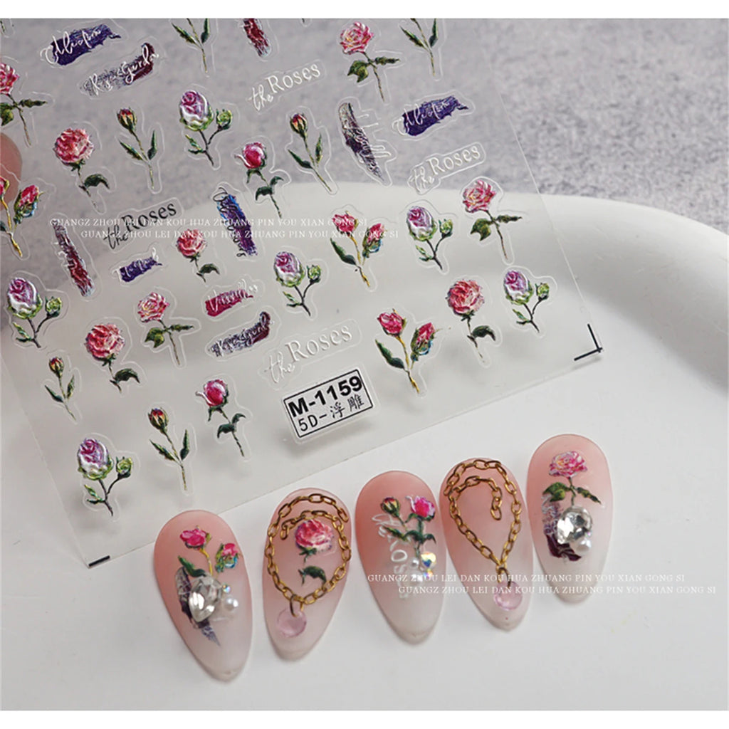 5D Butterfly Nail Art Stickers – Kawaii Black & Blue Decals
