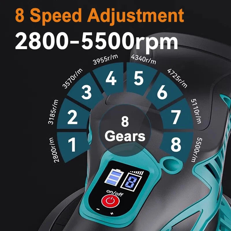 EAFC Cordless Car Polisher 8-Speed 12V Electric Wax Machine Cordless Car Polisher QXL