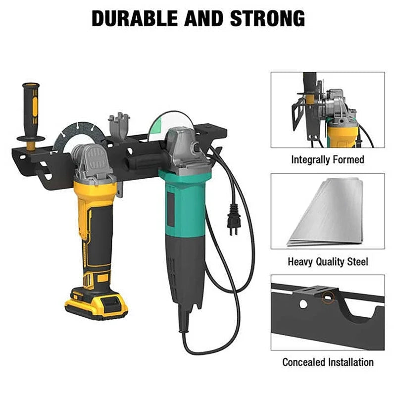 Wall-Mount Angle Grinder Holder & Cord Hanger | Metal Rack Tool Storage Rack QXL