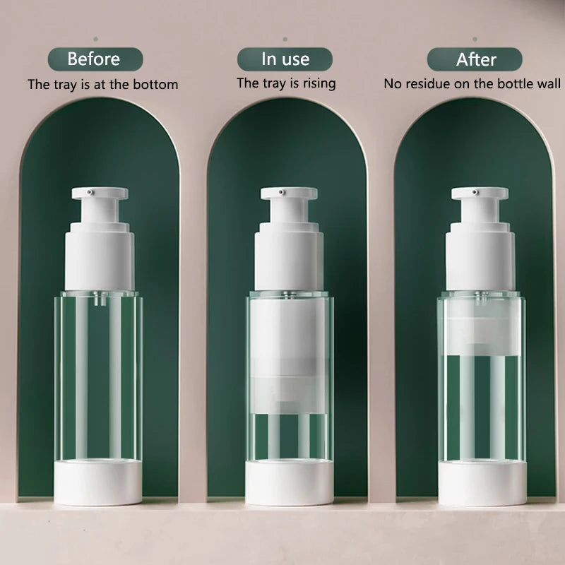 Airless Vacuum Refillable Travel Bottles 15–100ml Pump & Spray Refillable Travel Bottle QXL