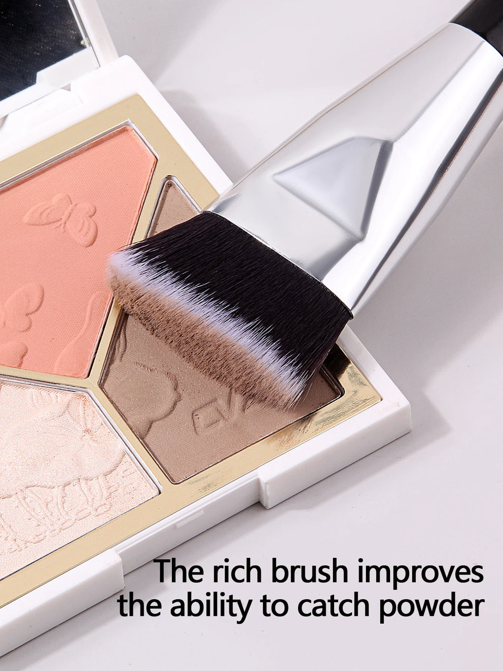 Flat Head Foundation & Contour Makeup Brush | Silver Tube Makeup Brush QXL