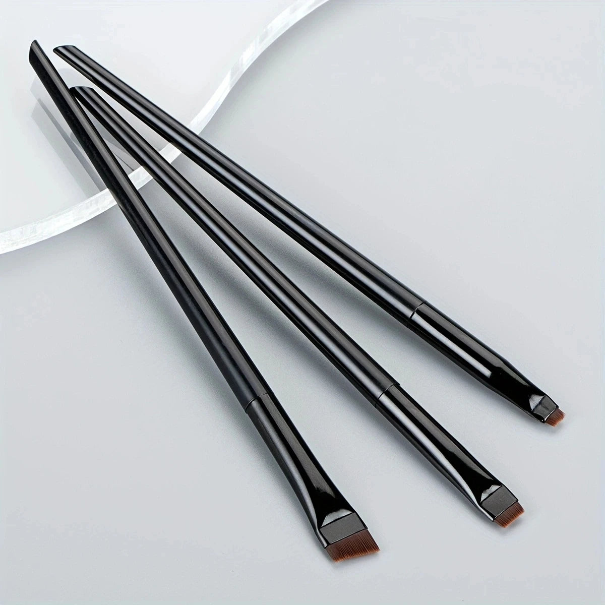 3-Piece Ultra-Thin Angled Eyebrow & Eyeliner Brush Set Eyebrow Brush Set QXL Black 3Pcs
