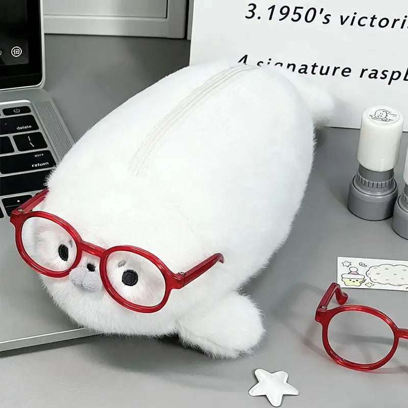 Plush Seal Pencil Case | Large Capacity Cute Stationery Bag Novelty Pencil Case QXL