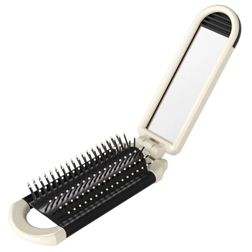Foldable Travel Hair Brush with Mirror & Scalp Massage Foldable Hair Brush QXL