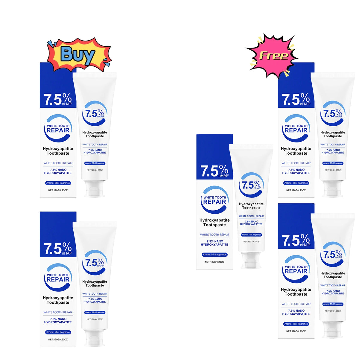 Hydroxyapatite Whitening Toothpaste | Mint Fresh 120g Whitening Toothpaste QXL buy 2 free 3