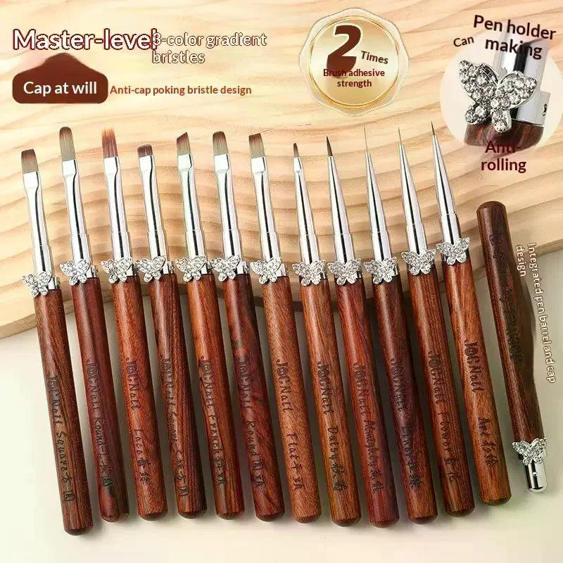 Nail Art Brush Sandalwood Handle UV Gel | Zircon Butterfly Nail Art Brush QXL
