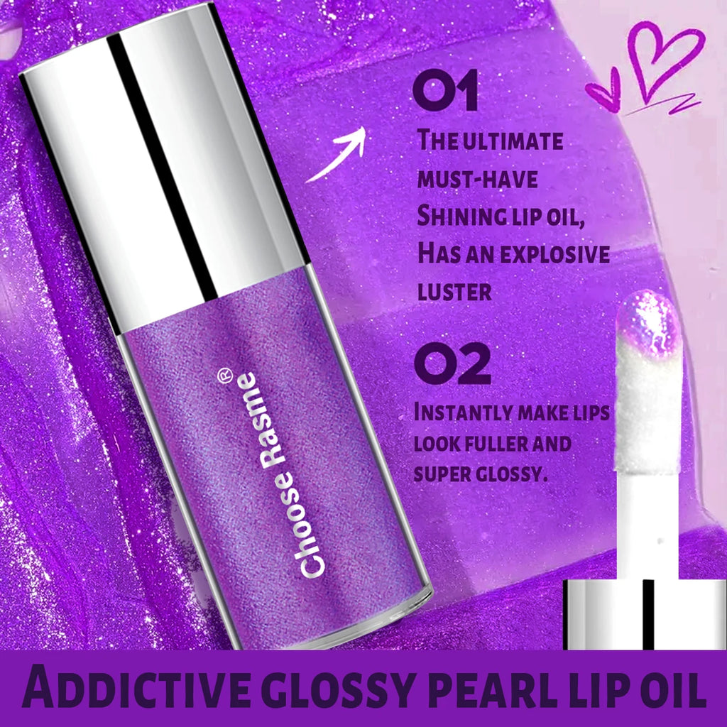 Pearlescent Lip Gloss | Shimmering Lip Glaze Green & Purple Lip Gloss QXL