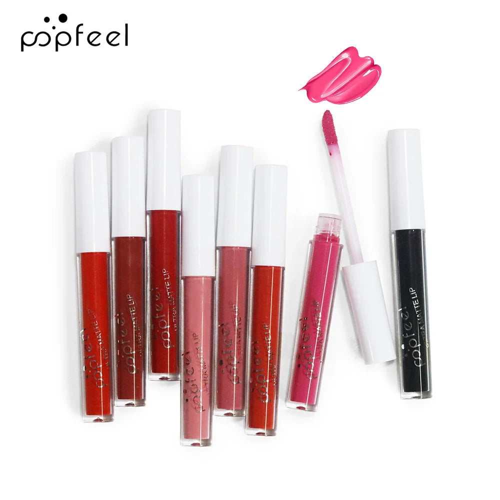 High-Pigment Matte Velvet Lip Gloss – 8 Shades, Waterproof Matte Lip Gloss QXL