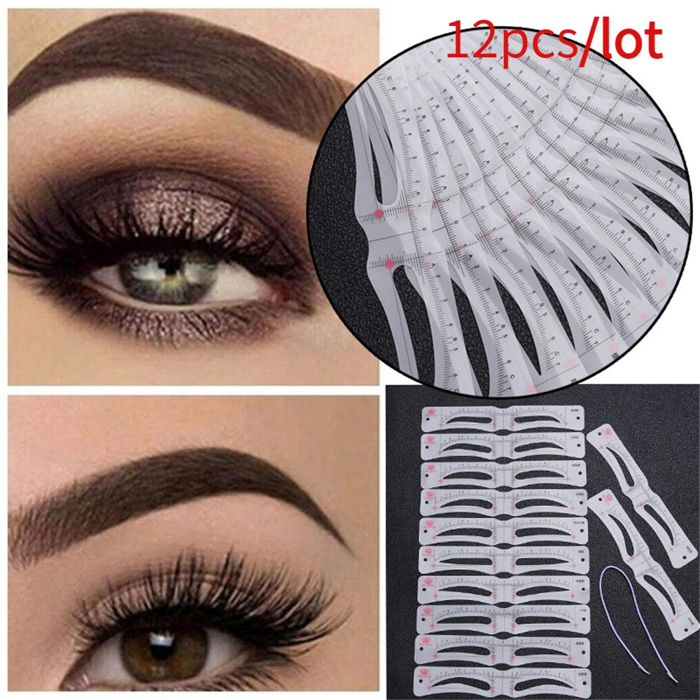 Reusable Eyebrow Stencils – 12 Shapes for Perfect Brows Eyebrow Stencil Set QXL