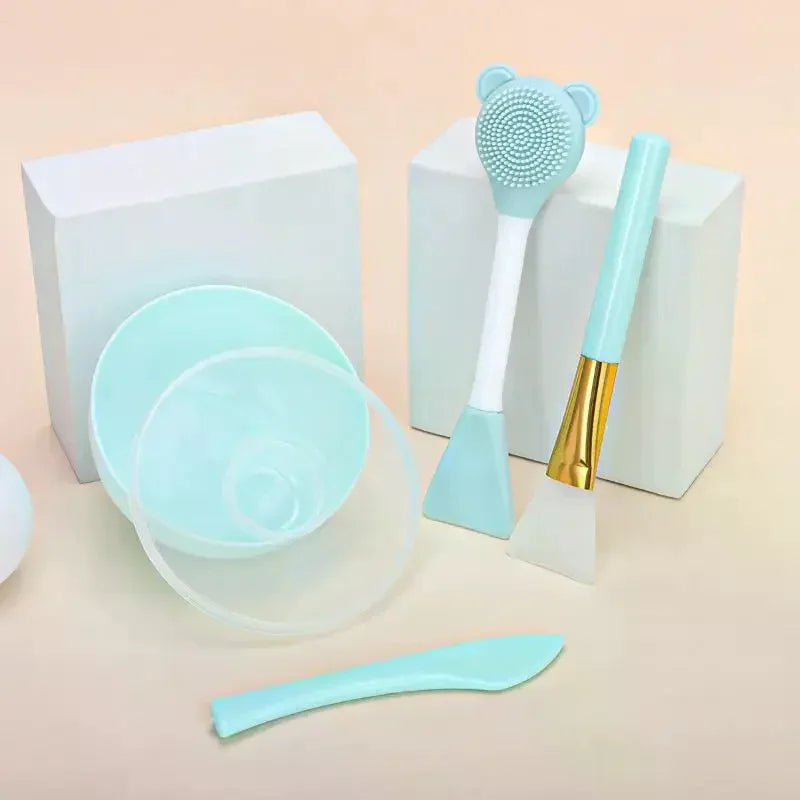 4-Piece DIY Face Mask Mixing Bowl Set | Silicone Brush & Spatula Face Mask Tool Set QXL