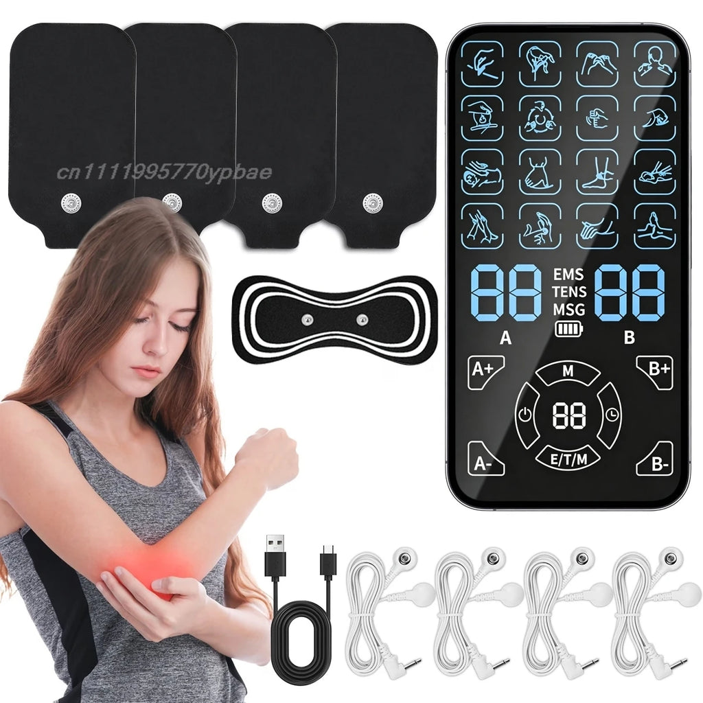 TENS & EMS Muscle Stimulator | 16 Modes Dual Channel Massager Muscle Stimulator QXL