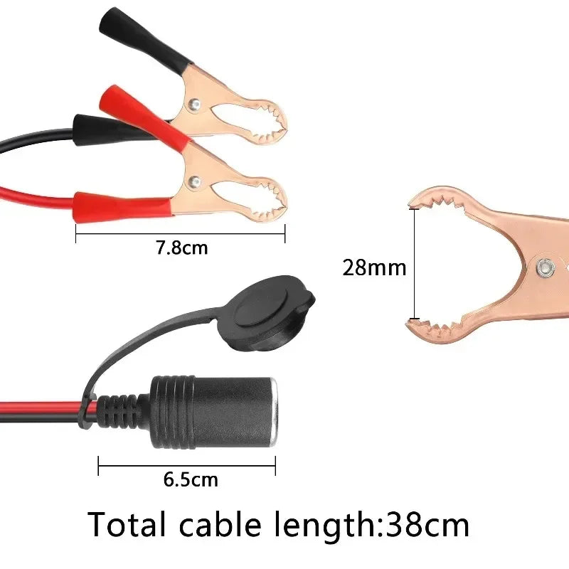 12V Cigarette Lighter Socket Adapter with Alligator Clips Car Battery Adapter QXL