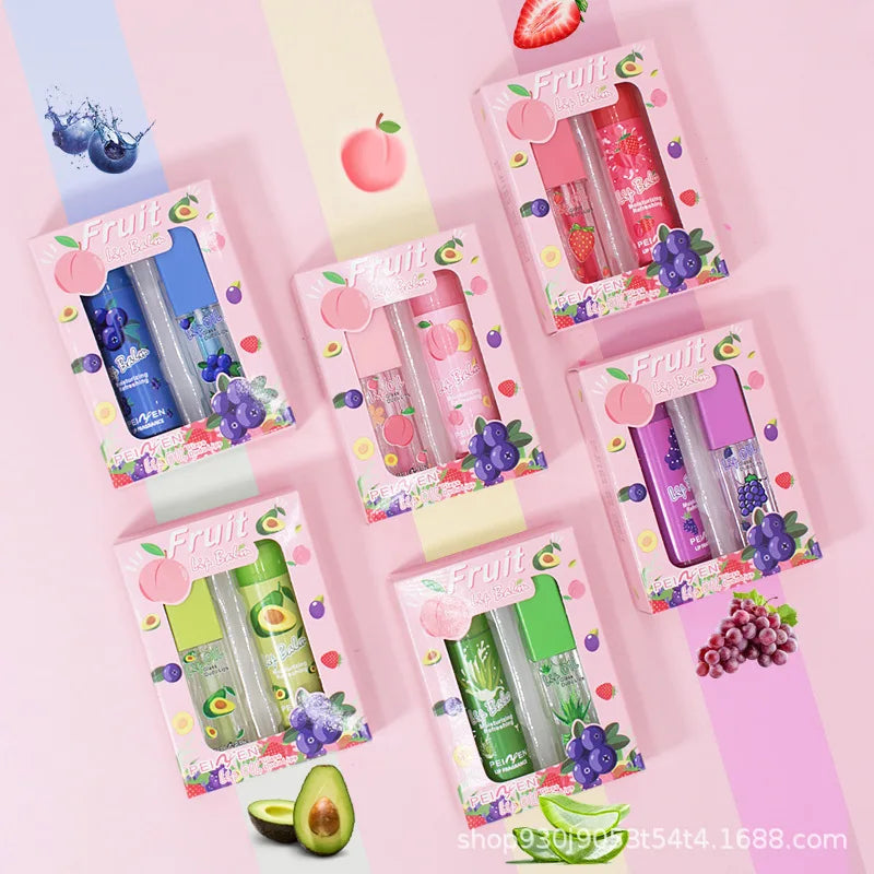 2-Pack Lip Oil & Balm Set | Moisturising Gloss Duo Lip Balm & Gloss Set QXL