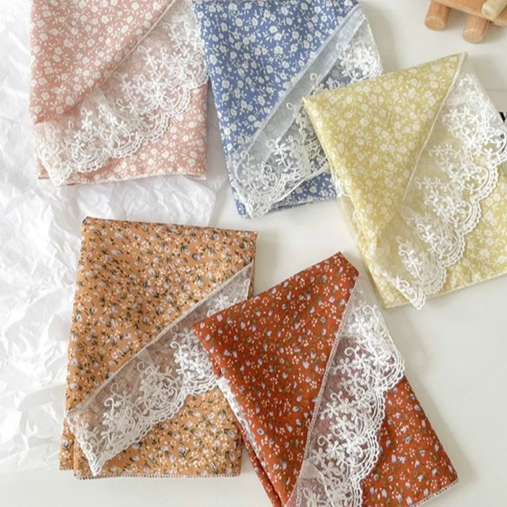 French Floral Triangle Scarf | Hair Turban Bandana for Women Hair Turban Scarf QXL