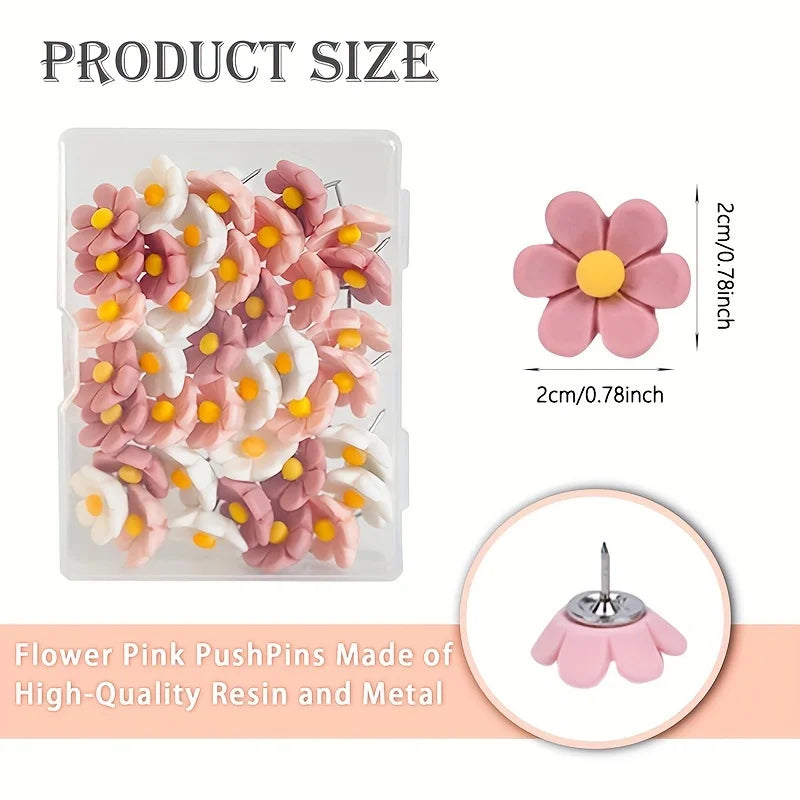 Flower Pushpins Set | 3-Color Resin Decorative Photo Wall Pins Decorative Pushpins QXL