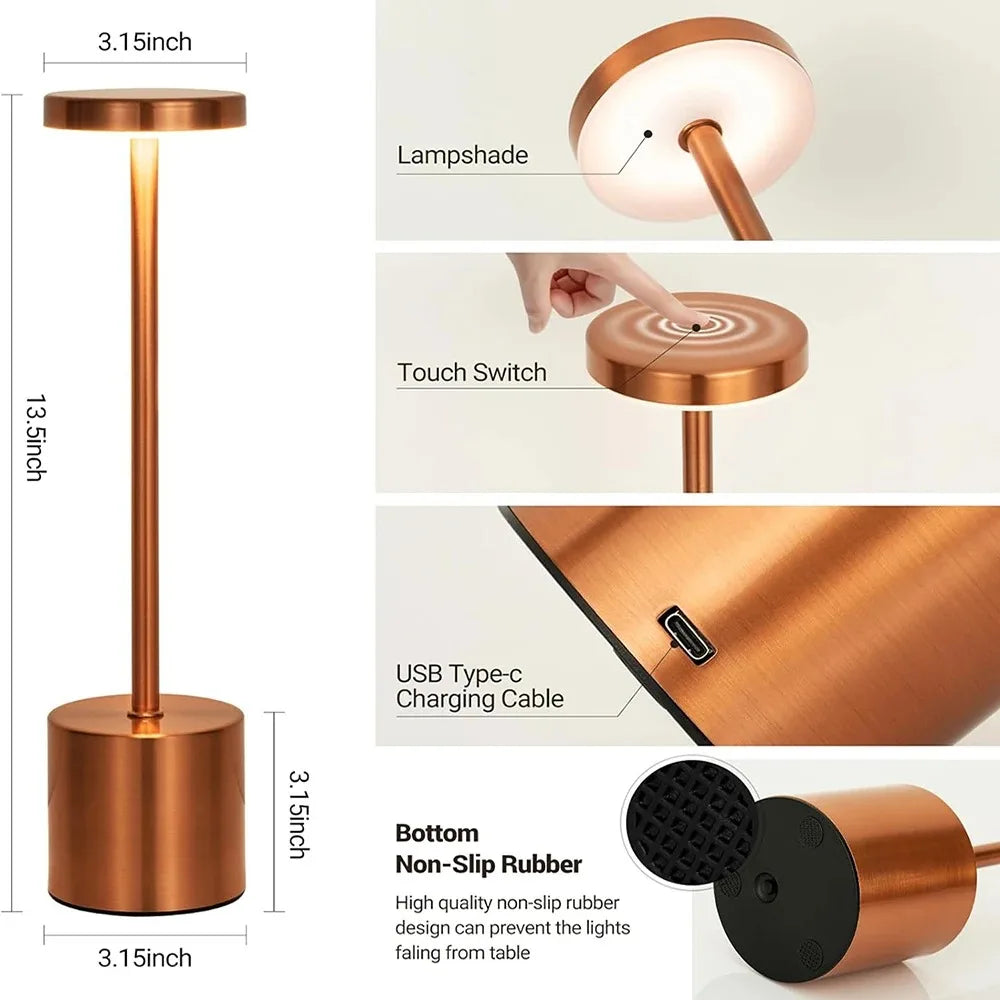 Nordic Cordless LED Desk Lamp | Touch Dimmer, USB Rechargeable Rechargeable Table Lamp QXL