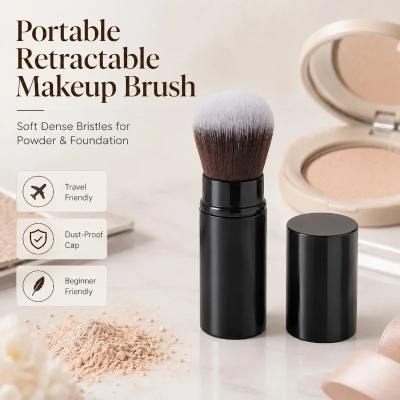 Retractable Kabuki Powder Brush | Travel Makeup Brush Cap Retractable Kabuki Brush QXL