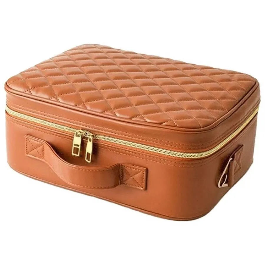 LED Mirror Makeup Train Case | Large Cosmetic Organizer Bag Makeup Train Case QXL