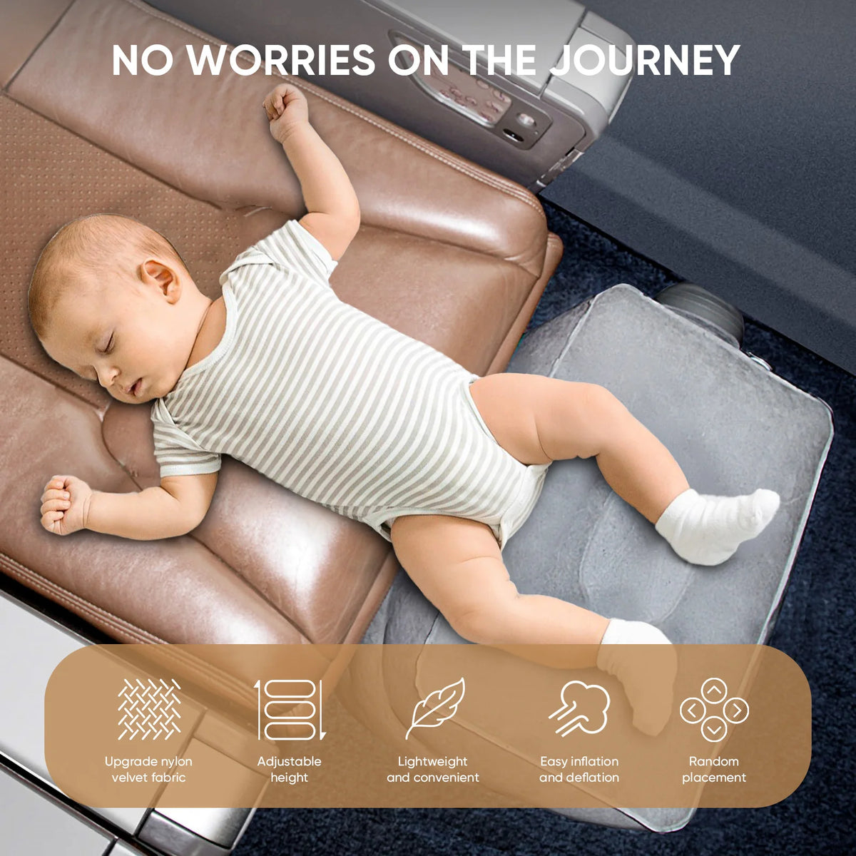 Inflatable Airplane Foot Rest Pillow | 3-Layer Adjustable Height Travel Foot Rest QXL