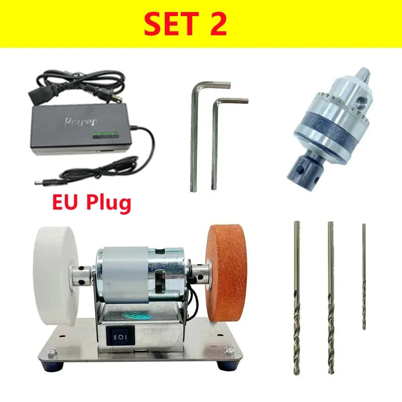 100W Desktop Double Grinding Wheel Machine | Coarse & Fine Bench Grinder QXL EU Plug