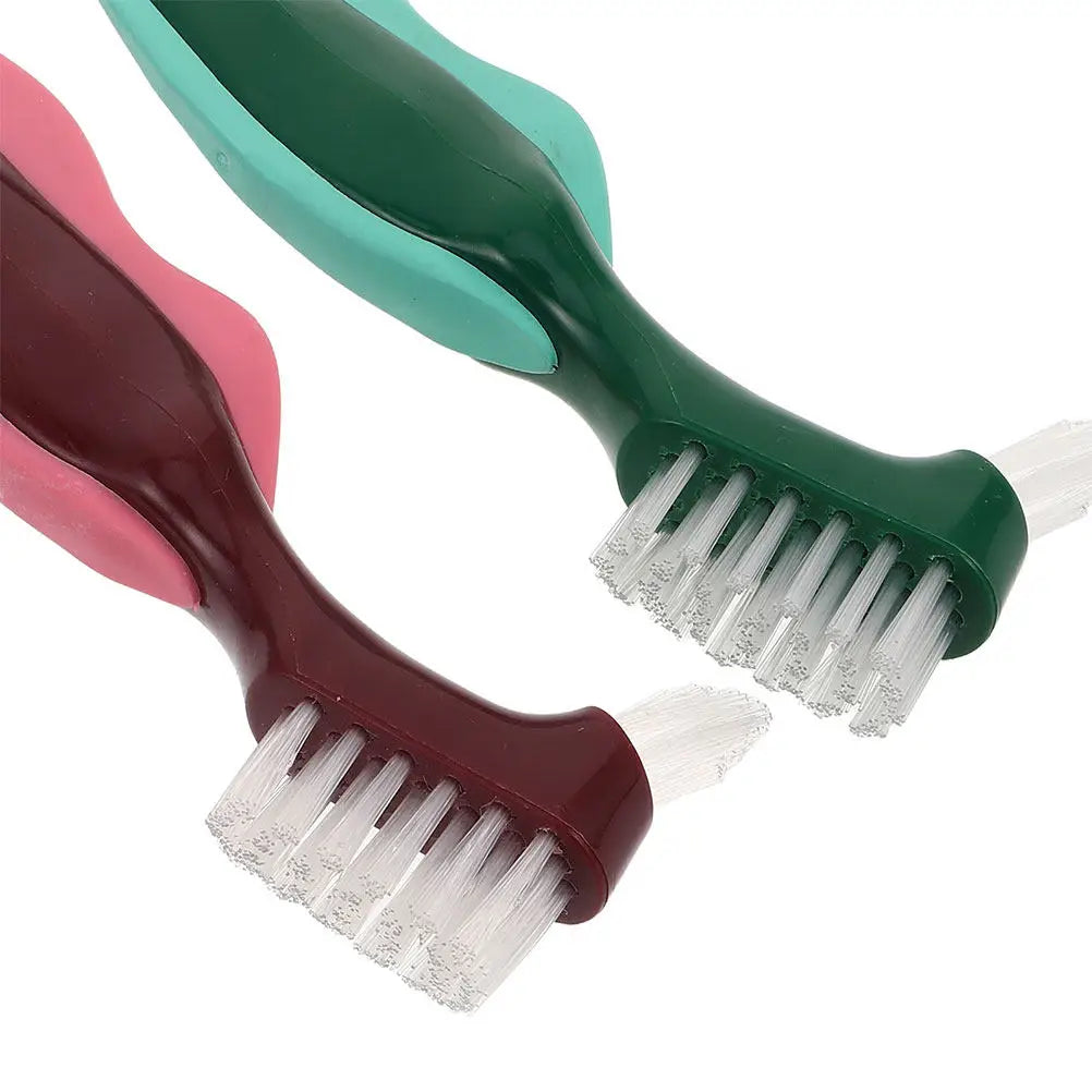 4-Pack Dual-Head Denture Cleaning Brush | Hard Bristle Set Denture Cleaning Brush QXL