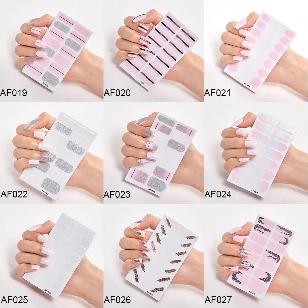 Glitter Self-Adhesive Full Nail Wraps | Y2K Nail Art Stickers Nail Wraps QXL