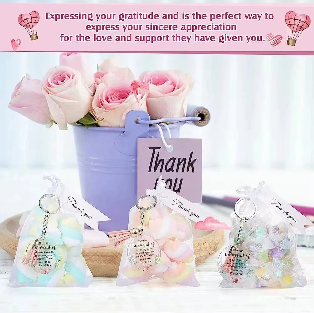 48-Piece Acrylic Thank You Cards & Inspirational Keychains Set Acrylic Gift Set QXL