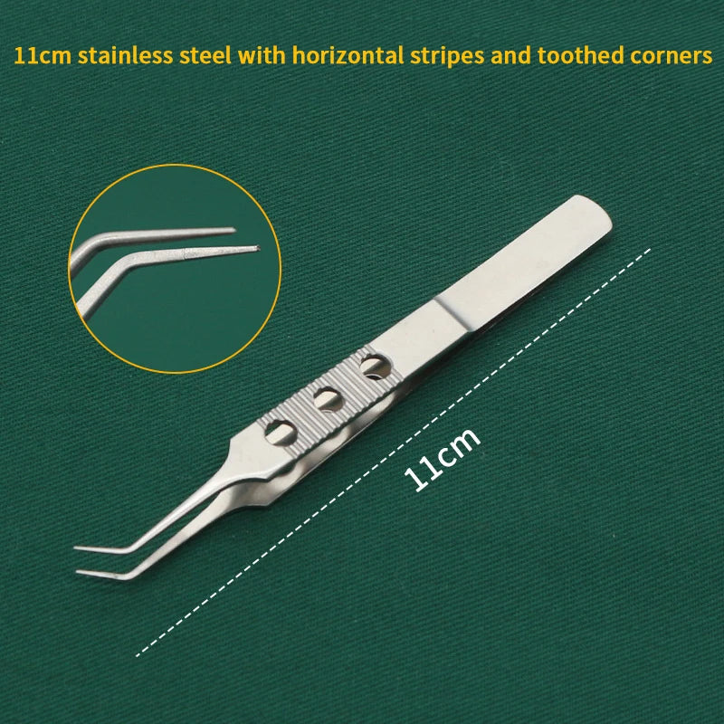 Toothed Precision Tweezers | Titanium & Steel Eyelid Tool Precision Eyelid Tweezers QXL 4 Silver