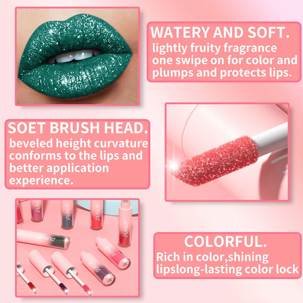 18-Color Flash Diamond Lip Gloss – Moisturizing & Long-Lasting Shimmer Lip Gloss QXL