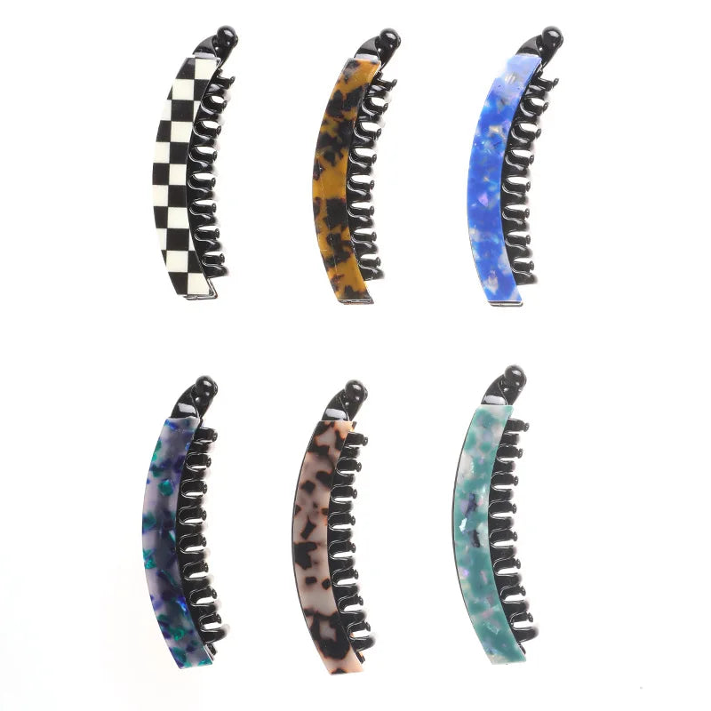 Blue Vintage Braided Banana Hair Clip | Wave Ponytail Holder Banana Hair Clip QXL