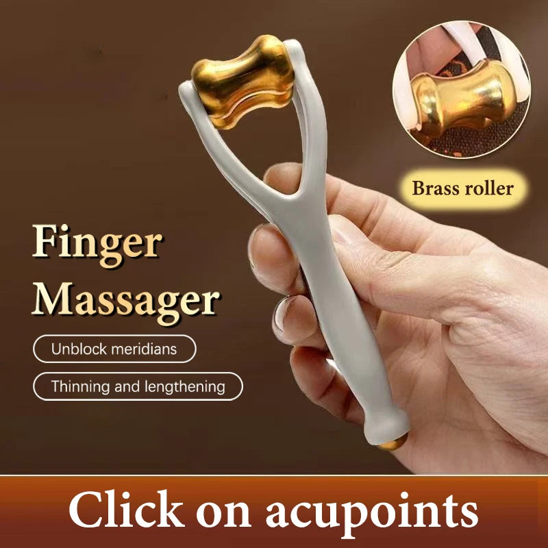 Dual-Row Brass & Bian Stone Finger Roller Massager Finger Roller Massager QXL