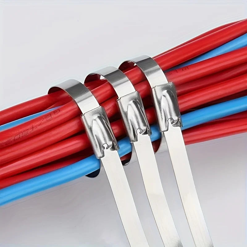 100-Pack Stainless Steel Self-Locking Cable Ties | Heavy Duty Metal Cable Ties QXL
