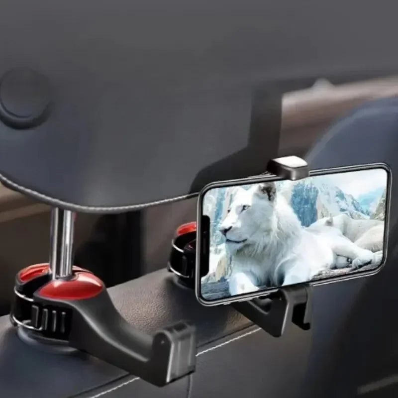 2-in-1 Car Headrest Hook & Phone Holder | Hidden Lock Design Car Headrest Hook QXL