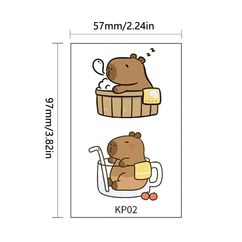 10-Sheet Capybara Temporary Tattoos for Kids | Party Favors Temporary Tattoo Stickers QXL