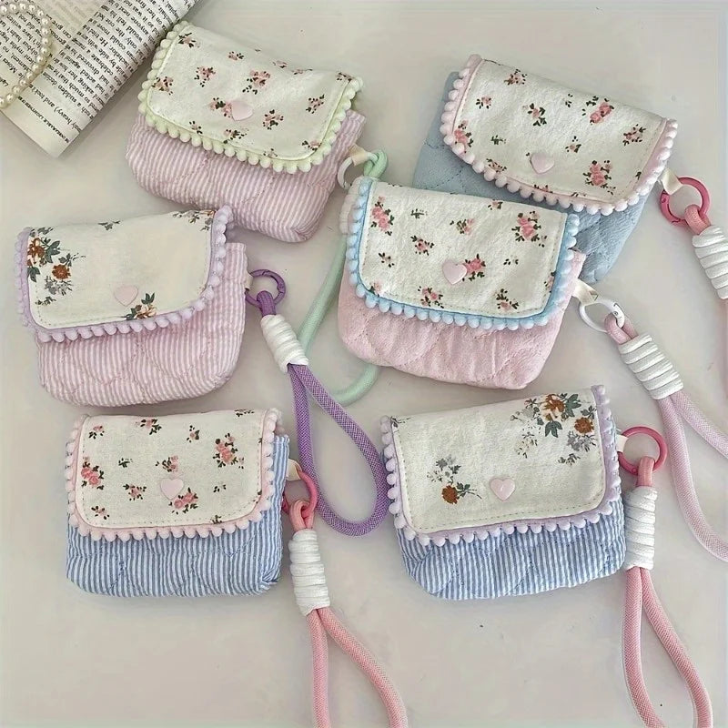 Floral Cotton Travel Pouch | Coin Purse & Cosmetic Organizer Travel Pouch QXL