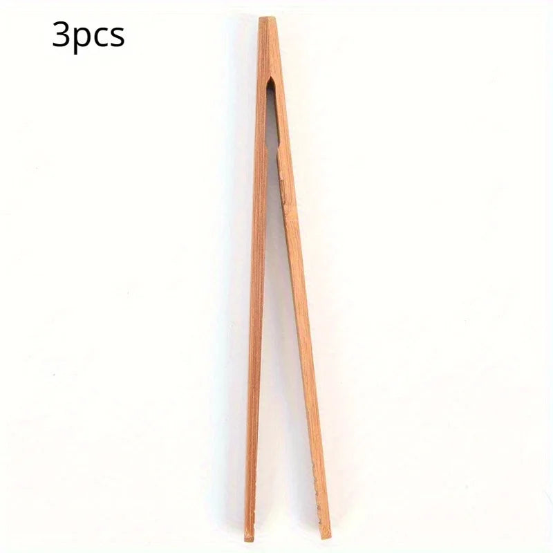Wooden Toast Tongs | Ultra-Grip Kitchen Tongs for Bread & Fruit Kitchen Tongs QXL 3pcs